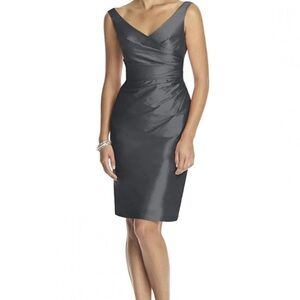 Alfred Sung D644 Peau De Soie Sleeveless Cocktail Dress Black Sz 8